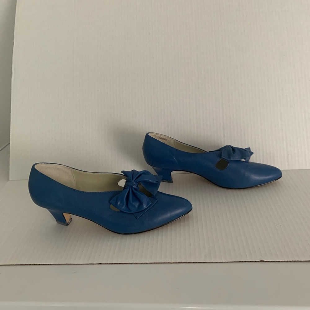 Nicole women’s blue leather pumps shoes with bow size 6.5 - Picture 5 of 8